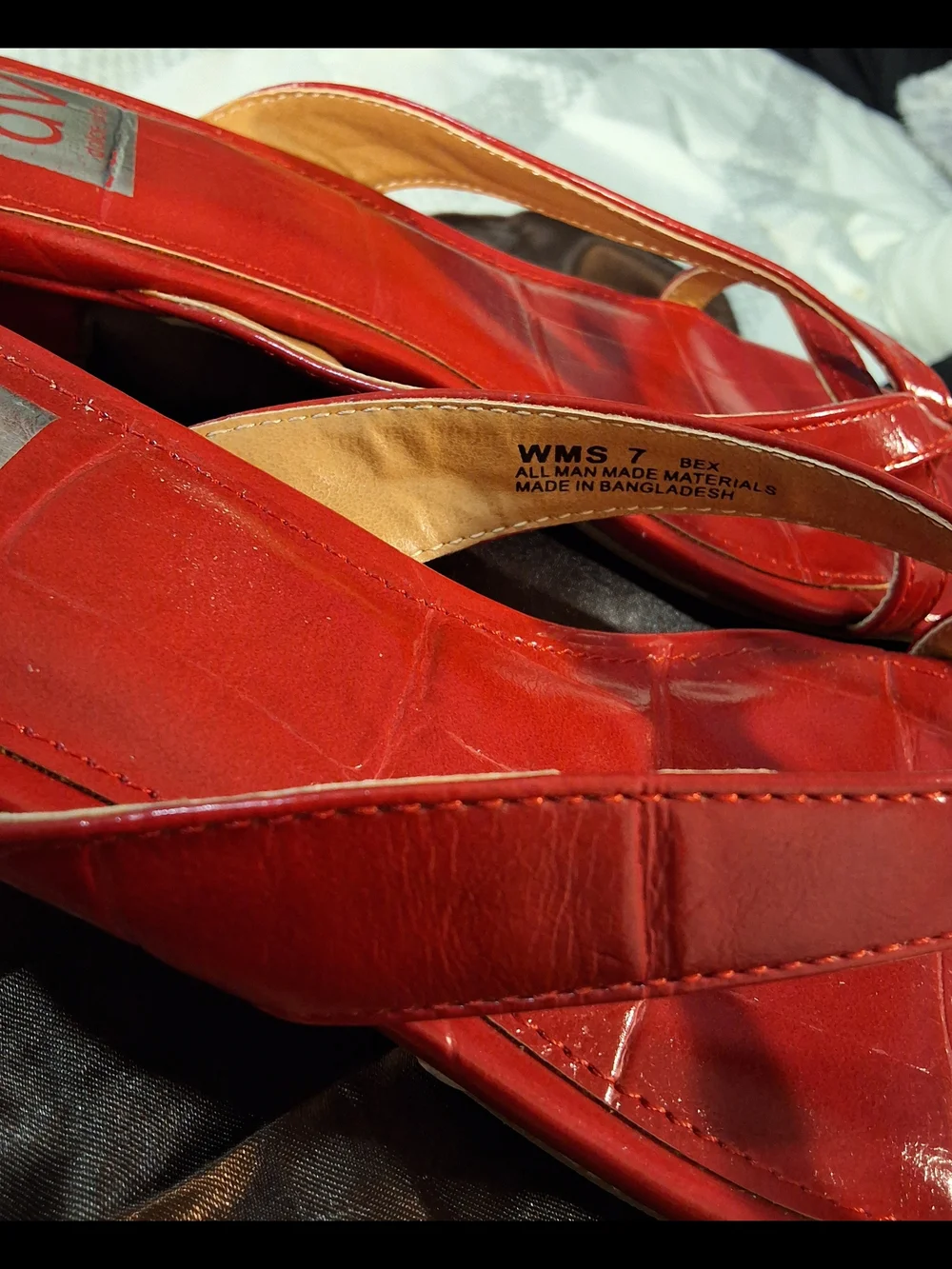 Dolce Vita DV Red Croc Embossed Toe Ring Slide Sandals Size 7
